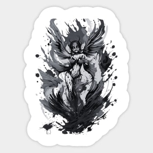 black and white devil girl drawing Sticker